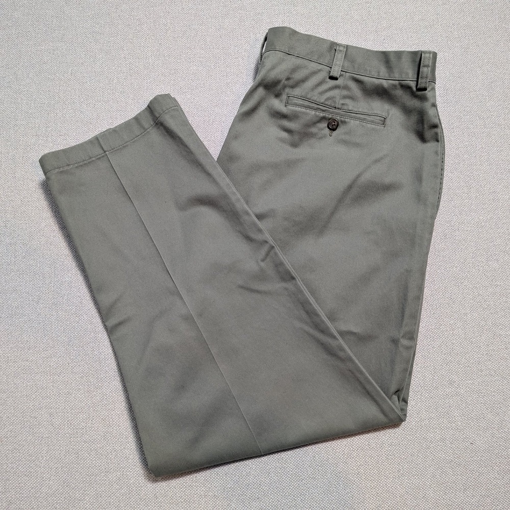 L.L.Bean Classic Fit Mens Pants Olive 40x30 Woven Business Casual Office